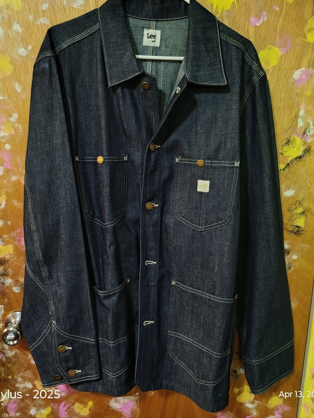 😲🔥 Lee Dark Indigo Denim Jacket with Brass Buttons XL (NWOT )